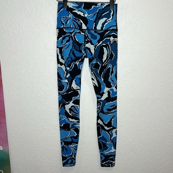 Lululemon Wunder Under Pant (Hi-Rise) Boom Bloom Beach Blanket Blue Ice Milk 6 - Picture 6 of 14